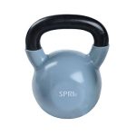 SPRI Kettlebell Weights Deluxe Cast Iron Vinyl Coated Comfort Grip Wide Handle- Light Blue- 50lb