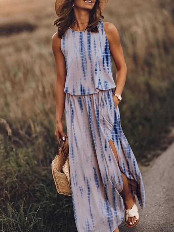 Printed Maxi Holiday Dress