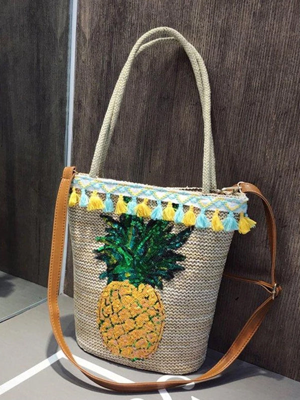 Multicolor Zipper Boho Linen Shoulder Bags