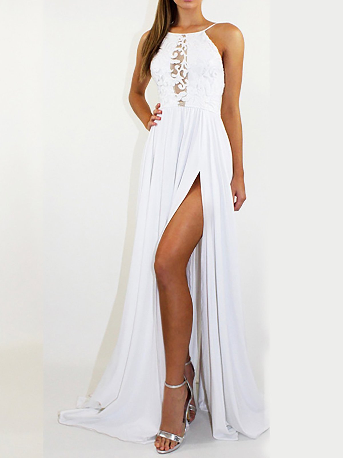 White Plain Eyelet Swing Sweet Summer Dress