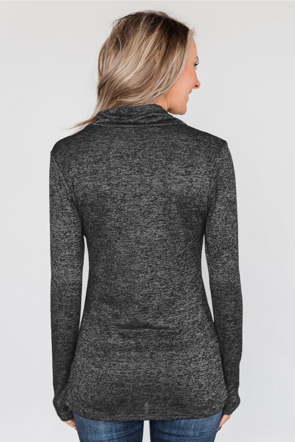 Black All This Time Zipper Pullover Top