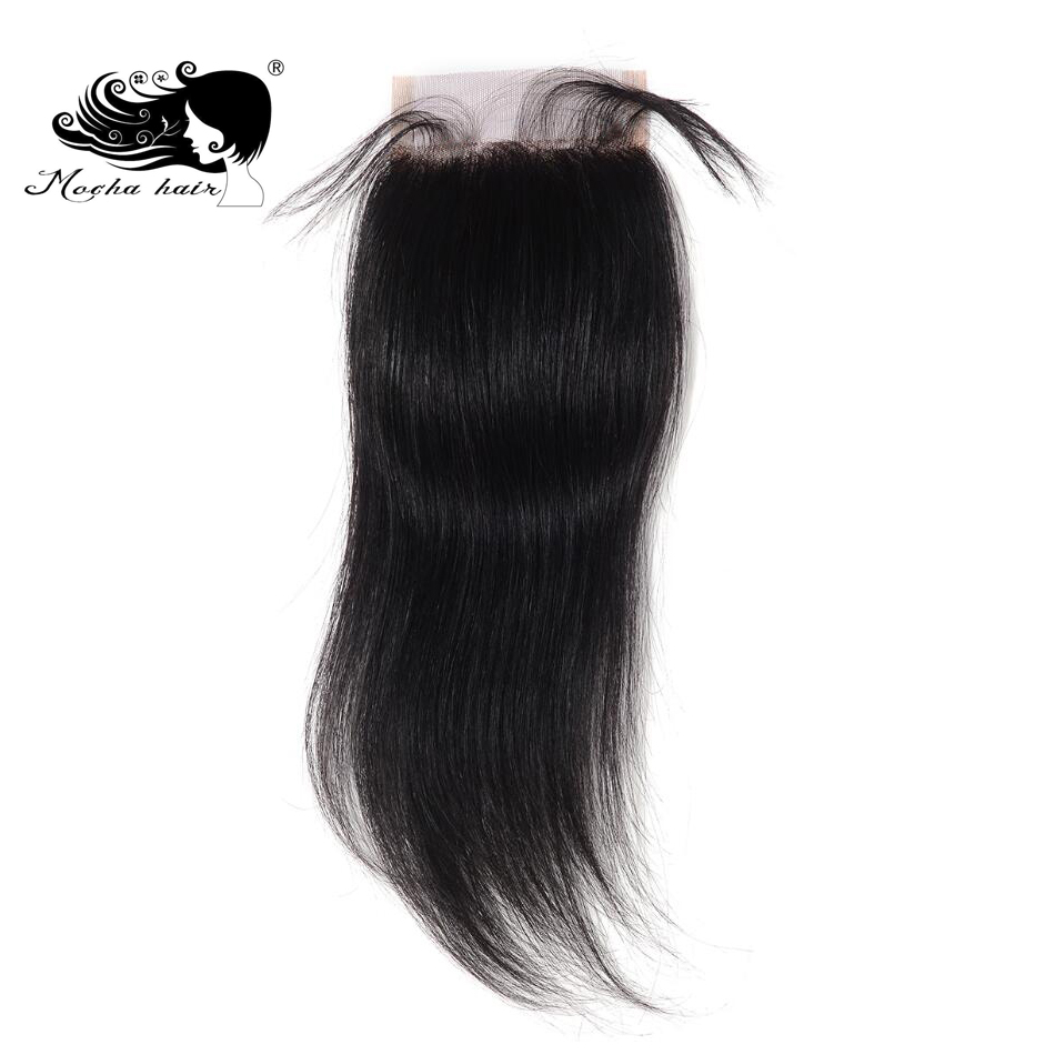 Mocha Hair Remy Straight Hair Lace Closure 4 X 4  Free Part 8inch-18inch