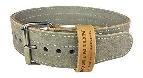 Dominion Strength Training Leather Weightlifting Belt Single Prong for Men and Women- Natural Gray