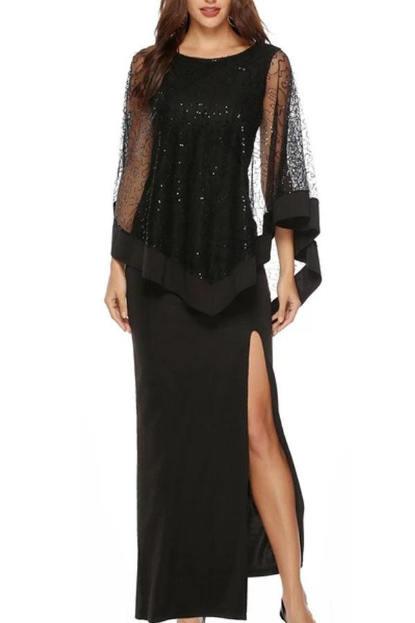 Fashion Sequined High Waist Slim Evening Dress