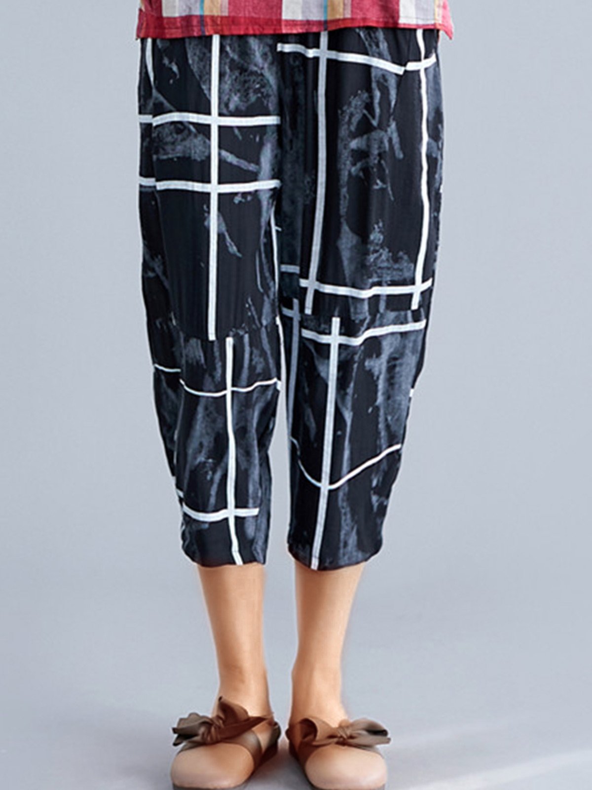 Plus Size Women Striped Casual Pants