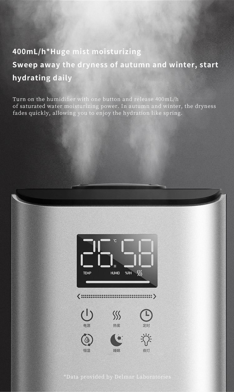 5L Humidifier Warm And Cold Dual Purpose Air Humidifier With 400mL/h Bedroom & Living Room