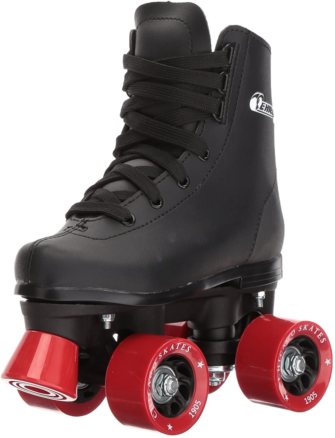Roll over image to zoom in Chicago Skates Boys Rink Roller Skate Black Youth Quad,  Size J10 to J13