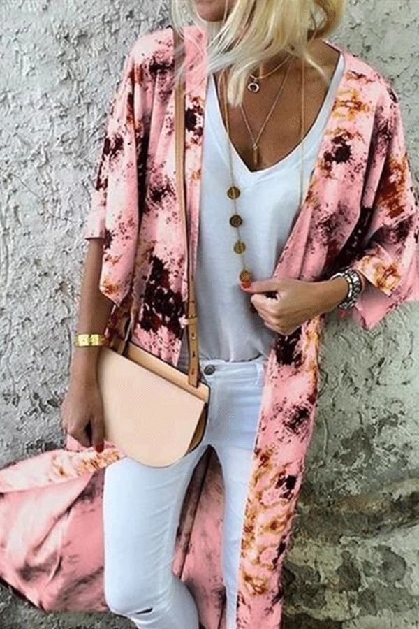 Fashion Abstract Style Print Long Sleeve Cardigan