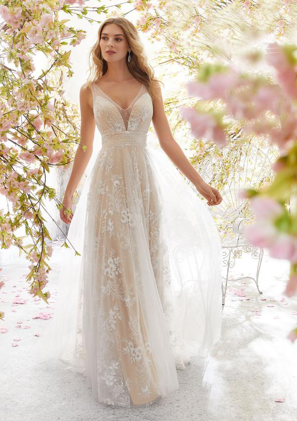 Wedding dress Dress Sexy B-neck sleeveless Lace Wedding dress Long skirt
