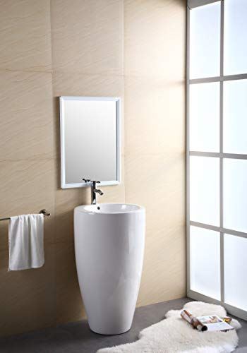 Island Pedestal, Elegant One Piece Pedestal Sink, Vitreous China