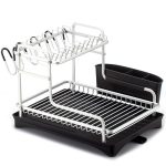 Dish Drying Rack Drainer Kitchen Storage Organizers Convenience Tray Plate