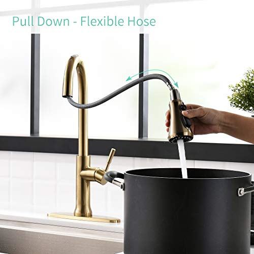 Single Handle Stainless Steel Brushed Gold Kitchen Sink Faucet