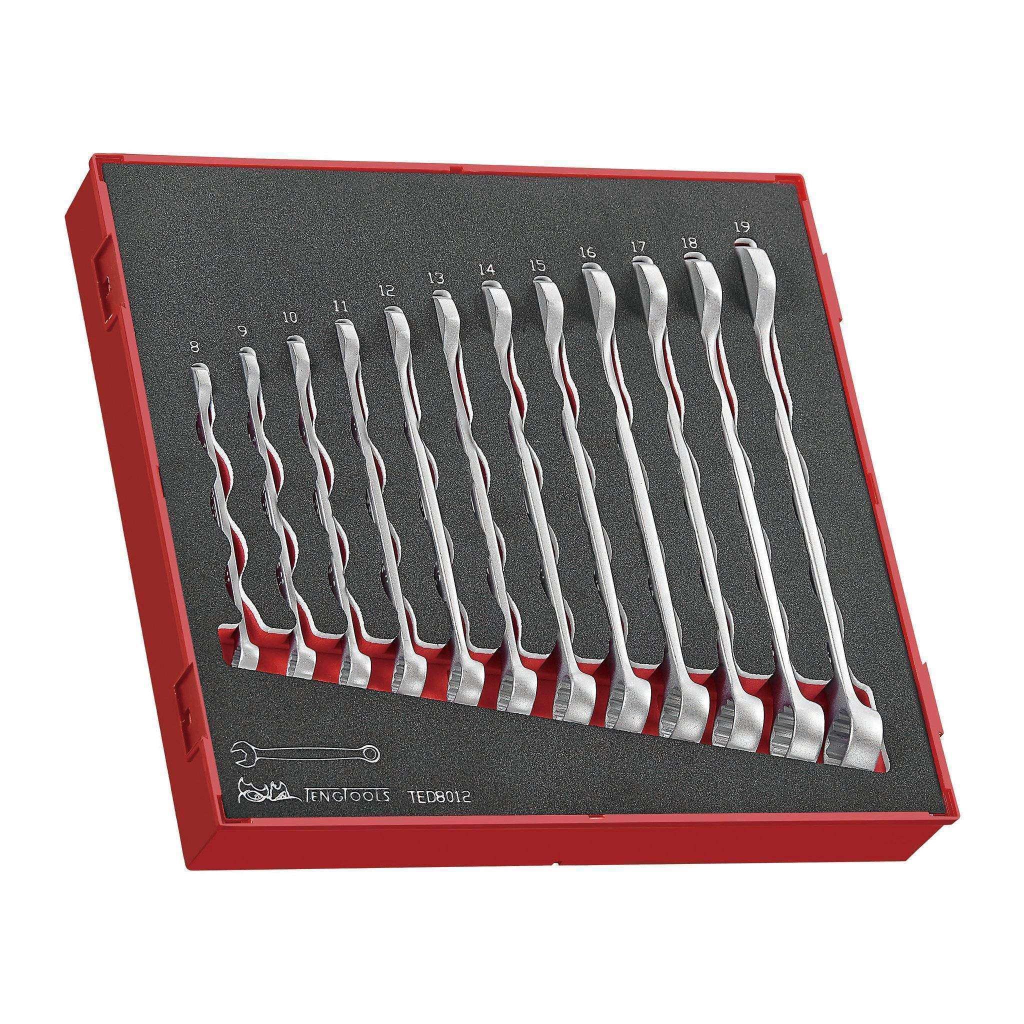Teng Tools – 12 Piece Anti Slip Combination Wrench Set in EVA Tray – TEN-O-TED8012