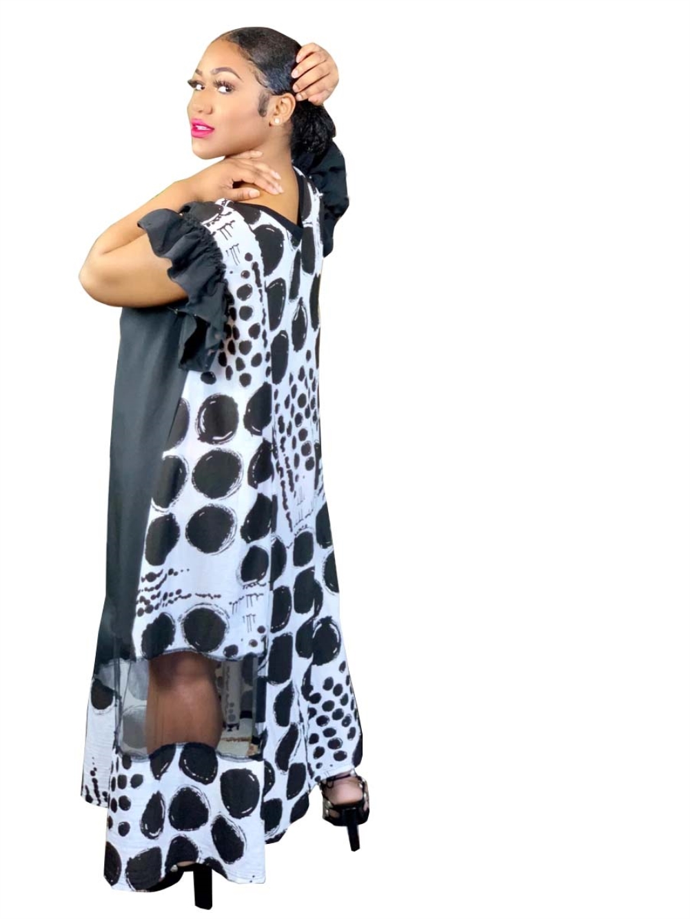 Summer White and Black Polka Long Maxi Dress