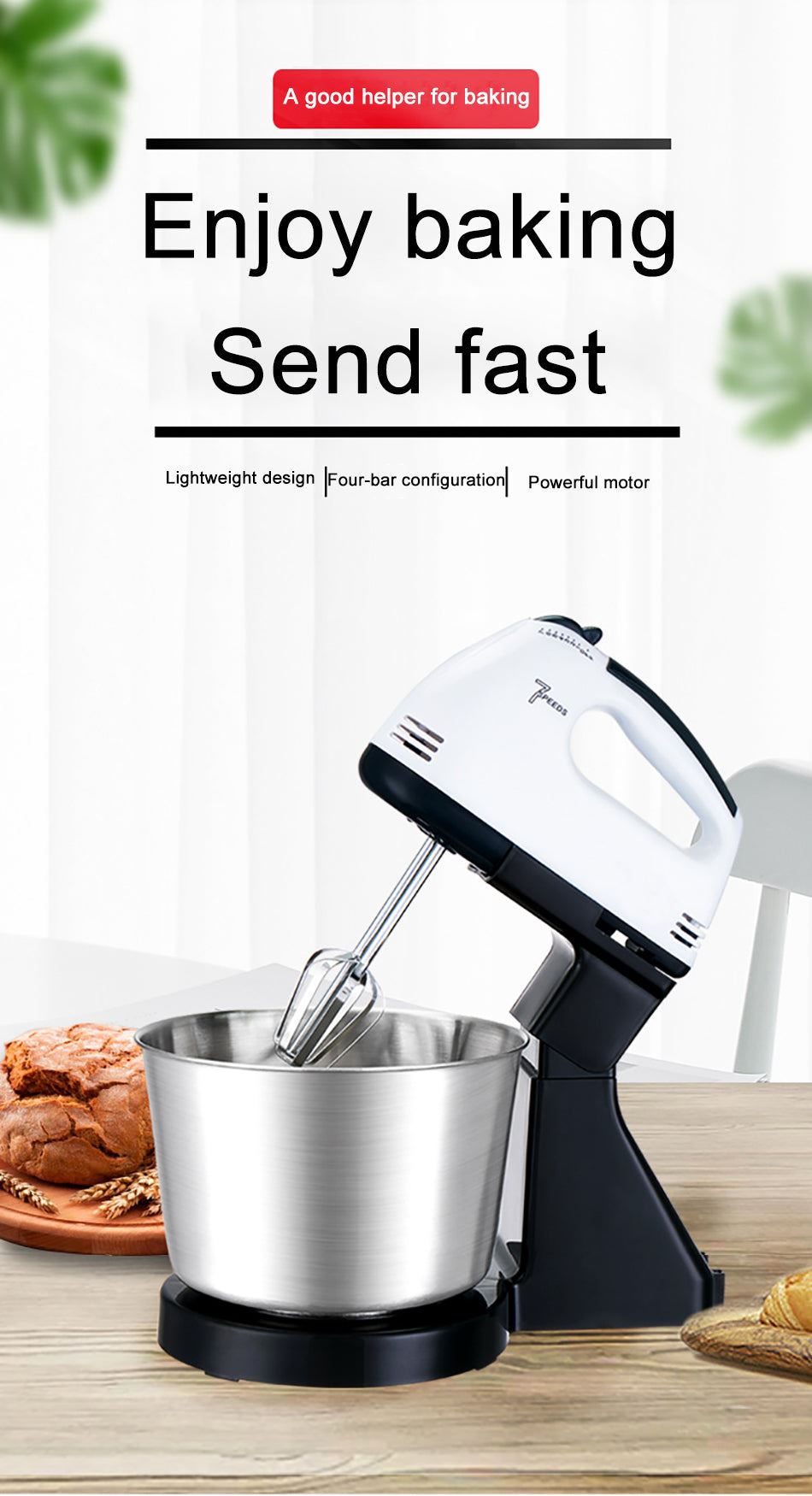 Electric Food Mixer 110-240V Stand Mixer 7-speed Detachable Kitchen Food Blender Cream Egg Whisk