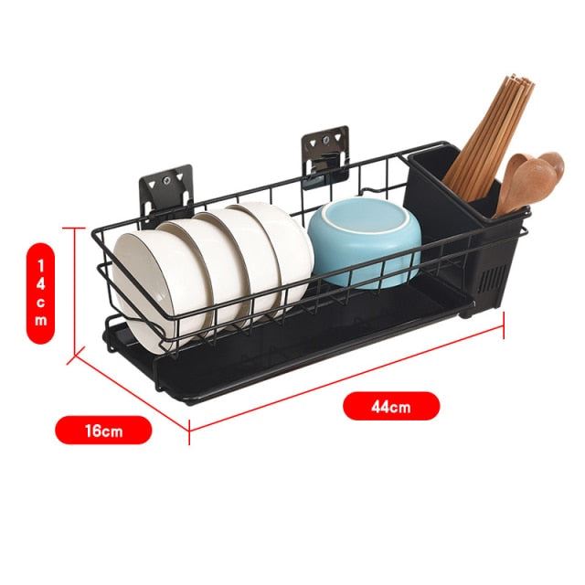 Stainless steel Kitchen Racks and Holders Wall-mounted Punch-free Dish Drainer Plate Drying Rack