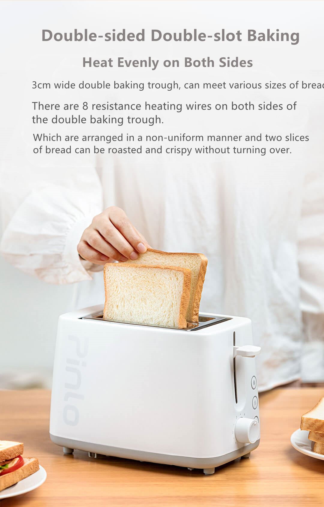 Bread Machine Household Toaster Multi-function Breakfast Machine Automatic Defrosting Heating Double Toaster