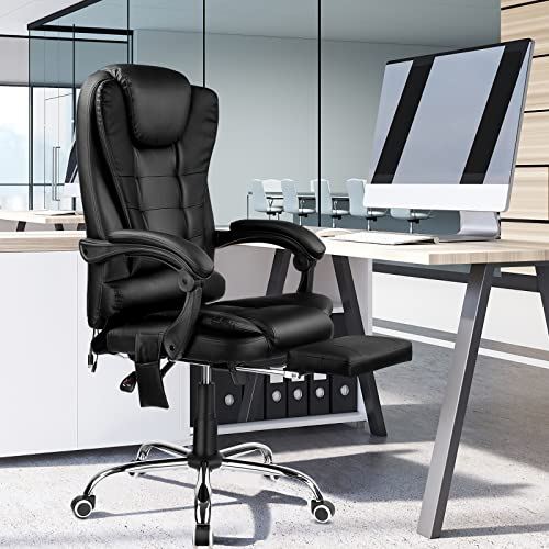 High Back Reclining Massage Office Chair with Footrest and Height Adjustable