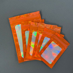 Laser Rainbow plastic zipper bag makeup brush holographic Packing bags clear Mylar pouch Holographic Packaging Bag