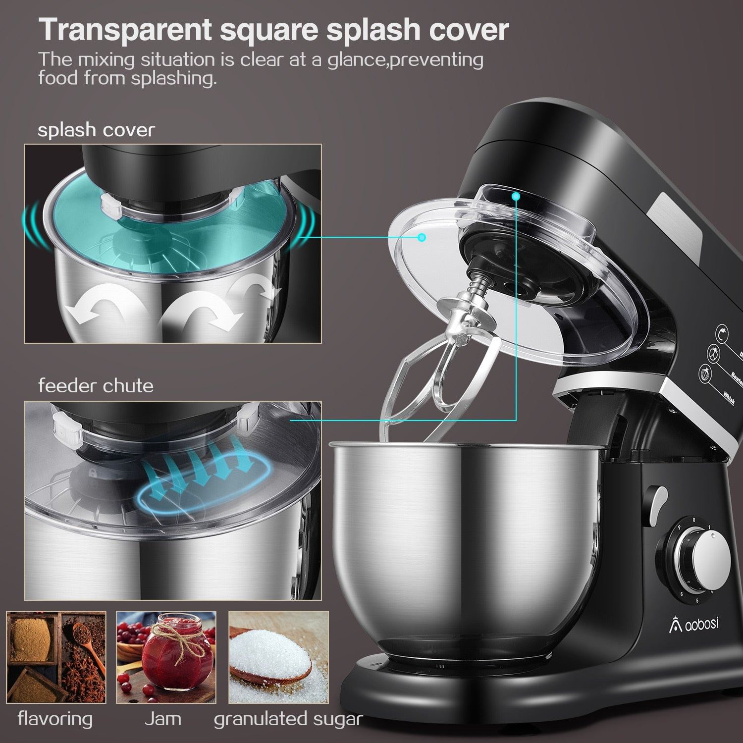Aobosi Stand Mixer Cream Egg Whisk Blender 5L Cake Dough Bread Mixer Maker Machine