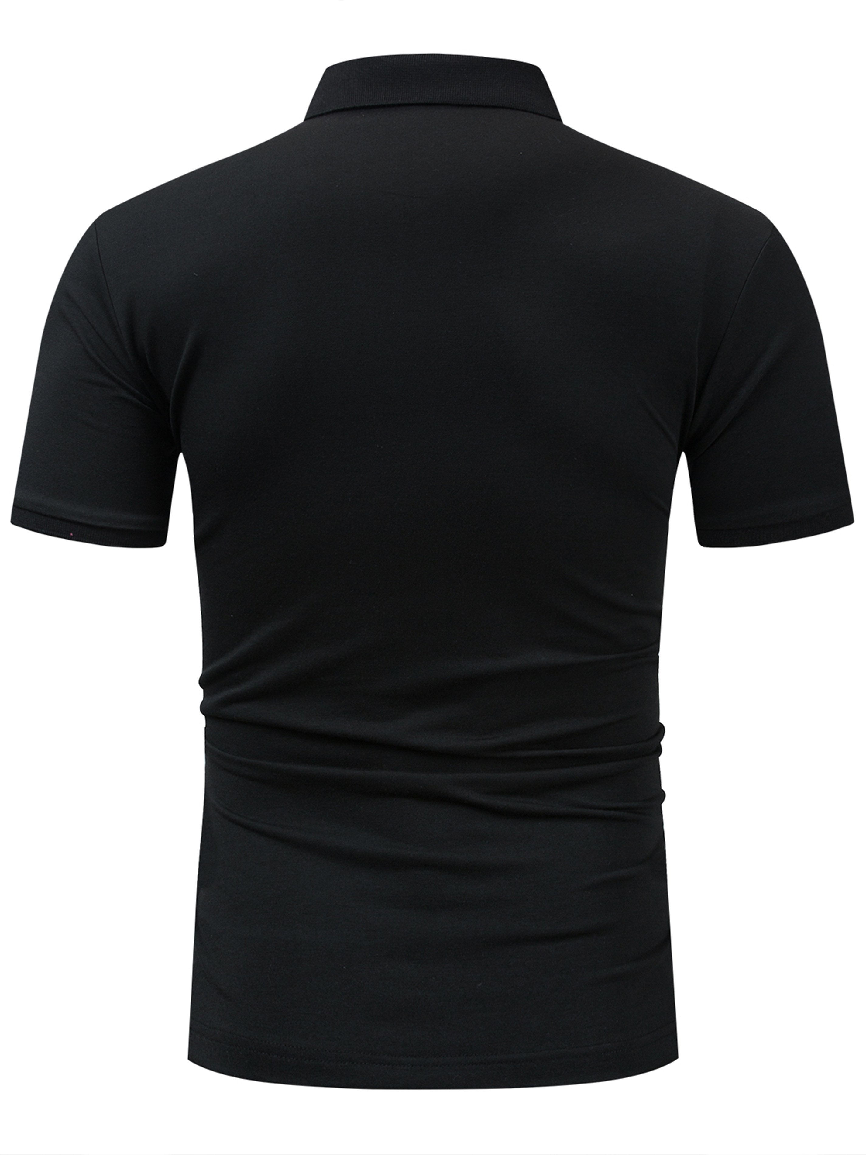 Men's Eagle Embroidered Color Block Polo Shirt