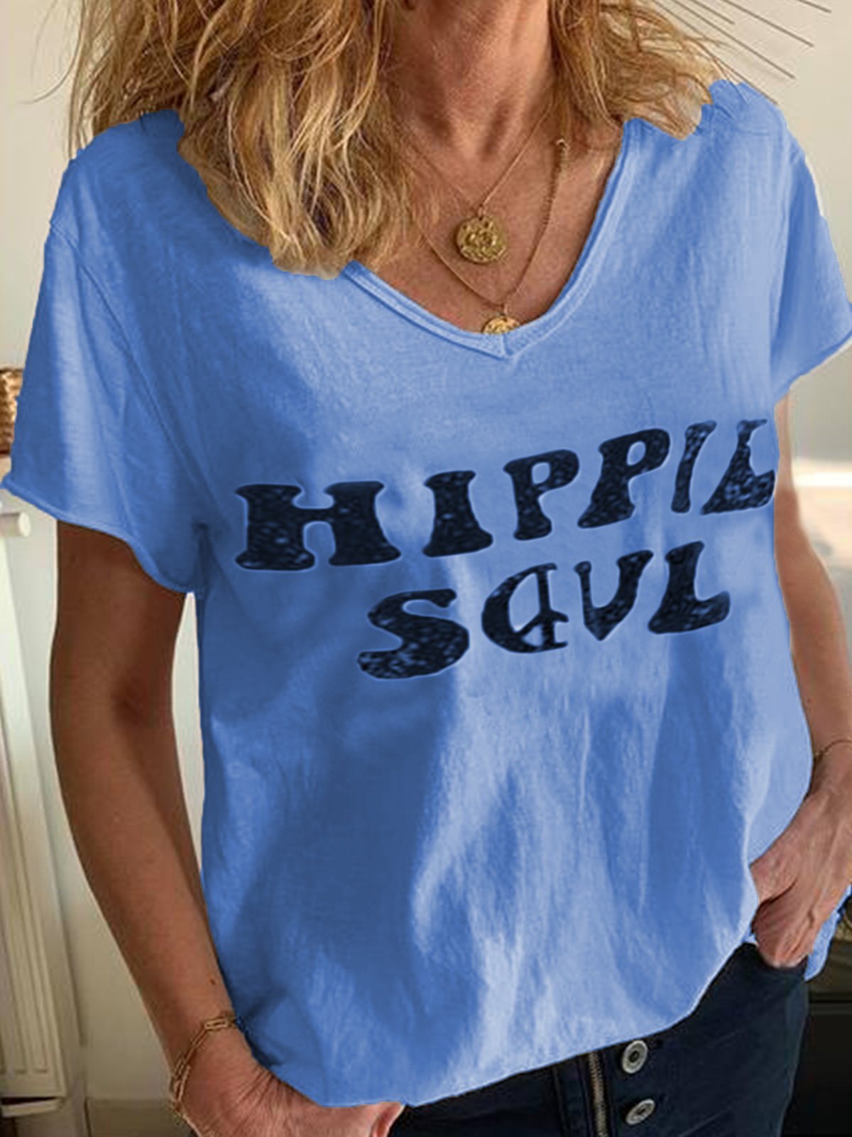 Short Sleeve V Neck Casual Shirts & Tops