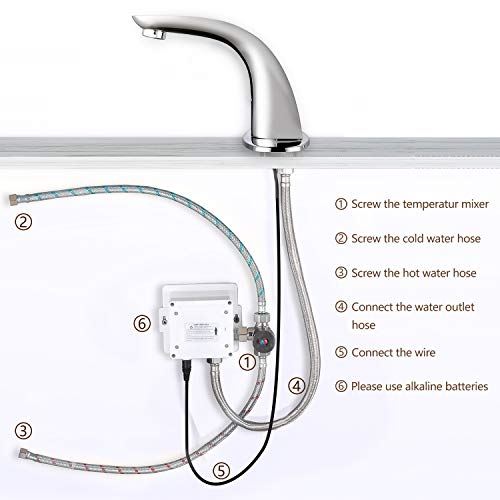 with Hole Cover Plate, Chrome Vanity Faucets, Hands Free Bathroom Water