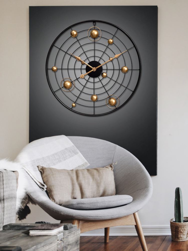Mesh Living Room Clock Home Planet round Concept Clock Wall Clock