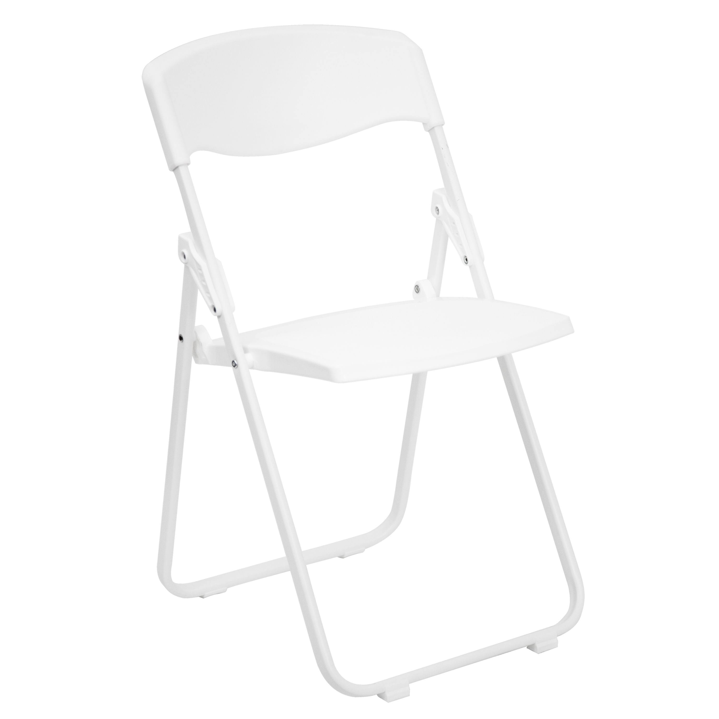 Flash Furniture 2 Pk. Hercules Series 500 lb. Capacity Heavy Duty White Plastic Folding Chair with Built-in Ganging Brackets