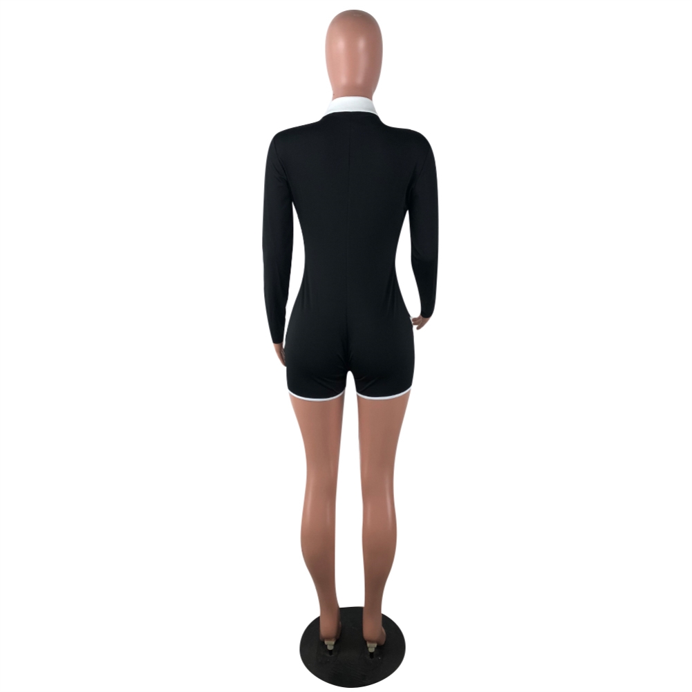 Sports Zipper Up Long Sleeve Bodycon Rompers