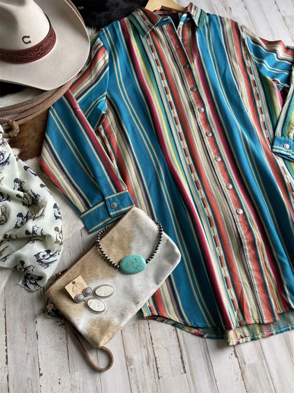 Floral-Print Long Sleeve Shirts & Tops