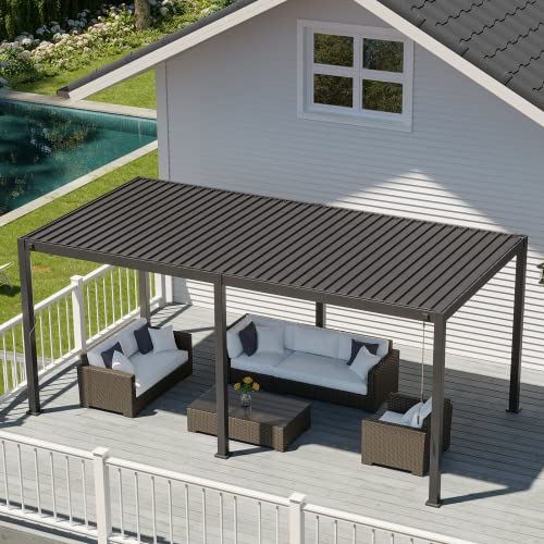 Gardesol Louvered Pergola 10����20�� Aluminum Pergola Rainproof Gazebo with Adjustable Roof for Outdoor Deck Patio Garden Yard (Matte Black)