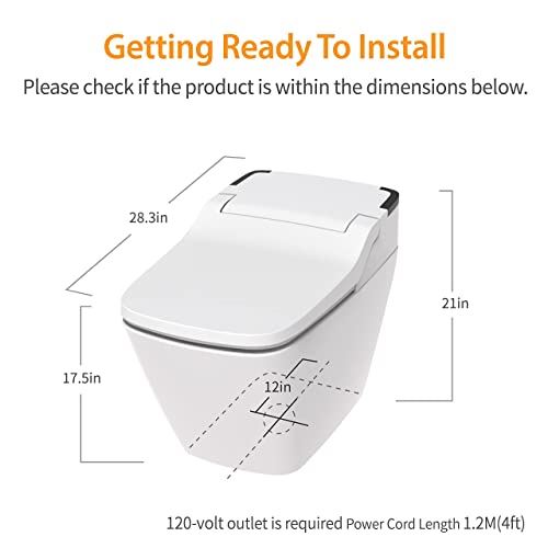 One Piece Toilet with Auto Dual Flush, UV-LED Sterilization, Heated Seat