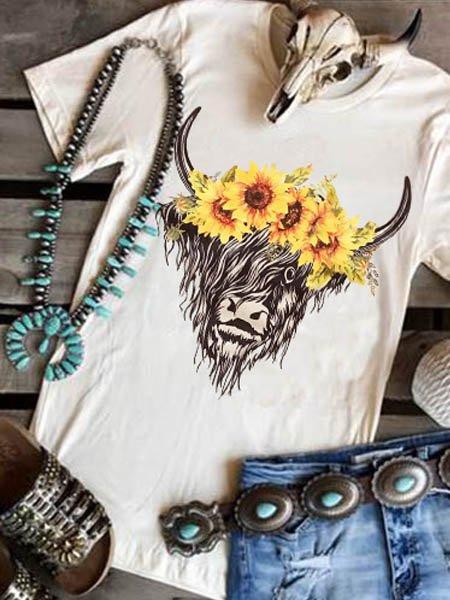 White Floral-Print Floral Casual Shirts & Tops