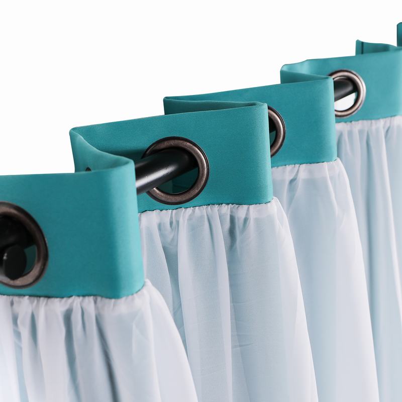 Layered Curtain Mix & Match Elegance White Crushed Voile x Blackout Curtain Grommet Panel ELI