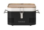 Everdure CUBE Portable Charcoal Grill, Tabletop BBQ, Perfect Tailgate, Beach, Patio, or Camping Grill, Lightweight & Compact Small Grill with Preparation Board & Food Storage Tray, Matte Black