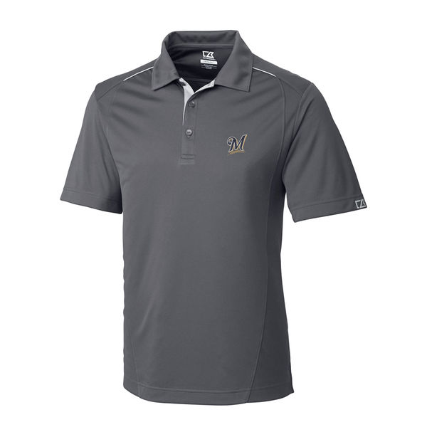 Men's Milwaukee Brewers Cutter & Buck Royal Foss Hybrid DryTec Polo