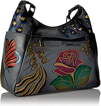 Anna By Anushka Hand painted Large Multi Pocket Hobo, Rose Safari Grey