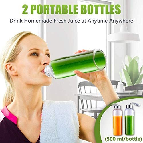 Cold Press Juicer with Two Speed Modes, 2 Travel bottles(500ML)
