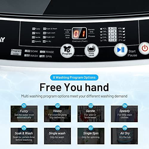Machine, 11Lbs Capacity Full-automatic Washer with 8 Wash Programs