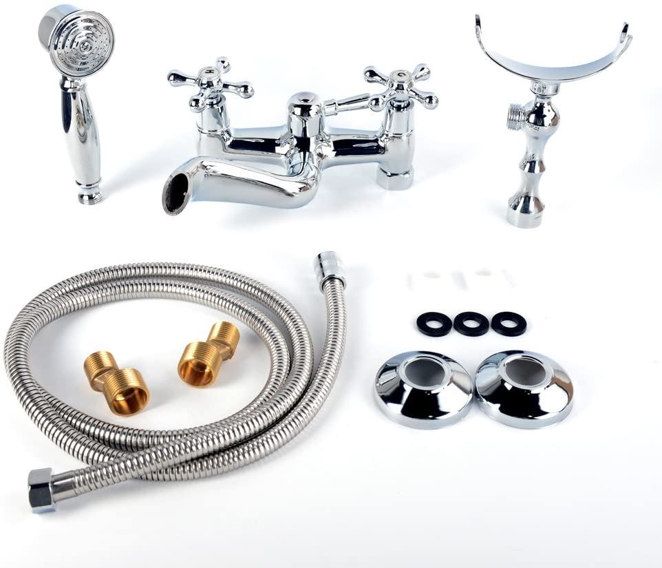 CO-Z Bathtub Clawfoot Combo Faucet, 2 Handle Wall-Mounted