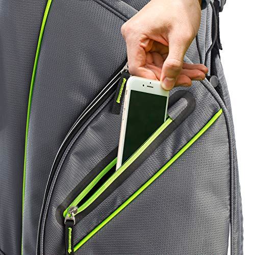 Izzo Golf Izzo Ultra-Lite Cart Golf Bag With Single Strap & Exclusive Features, Gray/Lime