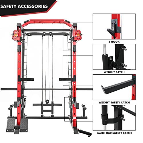 ER KANG Smith Machine, 2400LB Power Cage with Cable Crossover&LAT Pull Down System