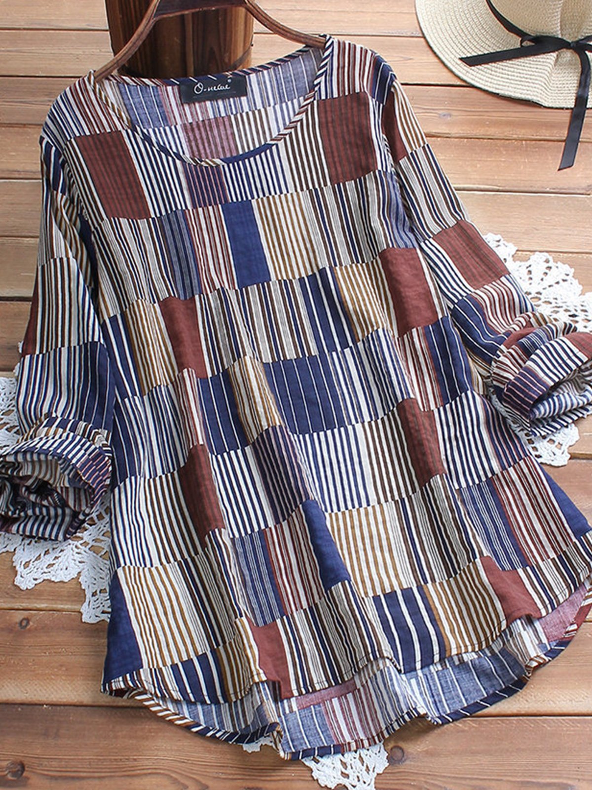 Cotton-Blend Long Sleeve Shirts & Tops