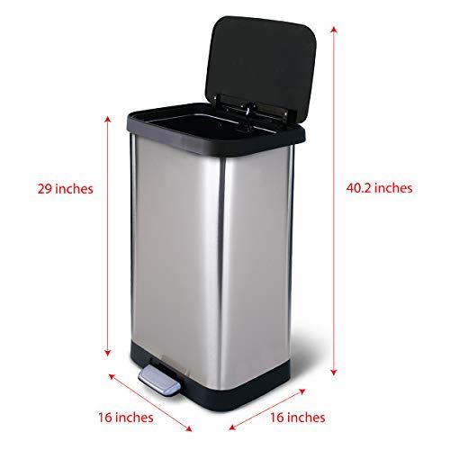 Large Metal Kitchen Garbage Bin with Soft Close Lid