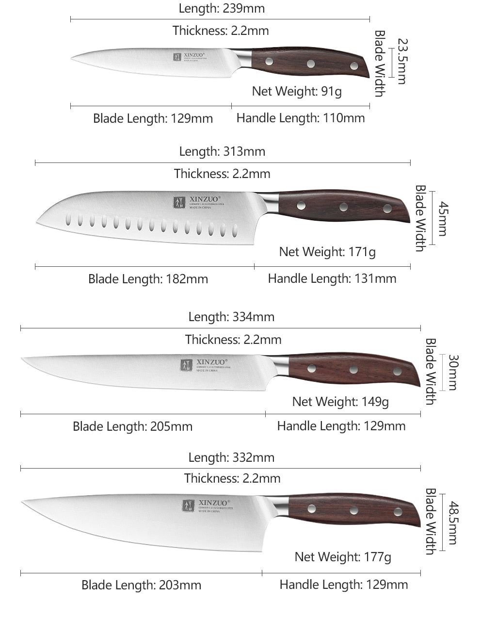 Professional Full 7 PCS Knife Set German 1.4116 Stainless Steel Kitchen Knives Sets Best Kitchen