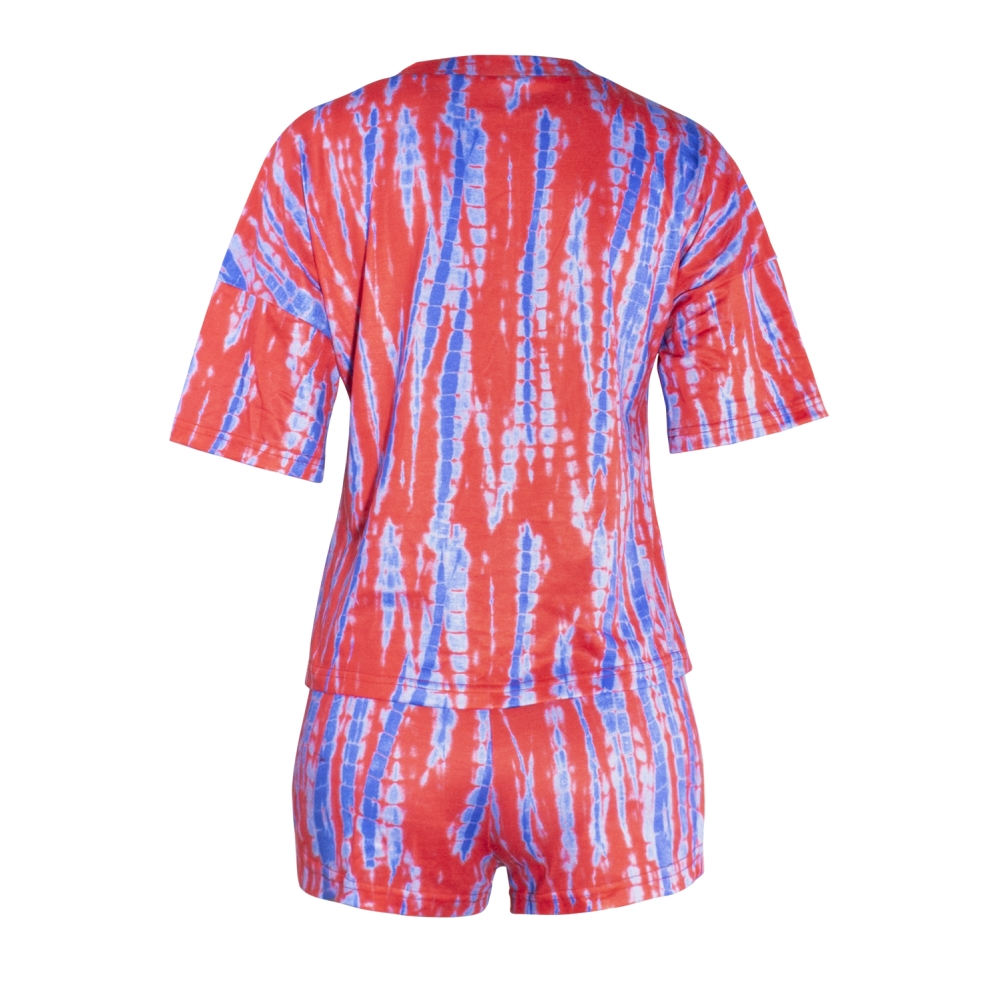 Summer Tie Dye Two Piece Shorts Set with Face Cover