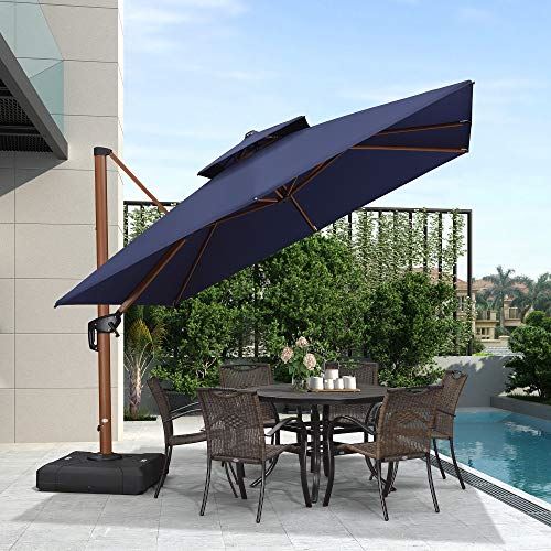 10′ Cantilever Square Umbrella – Navy Blue