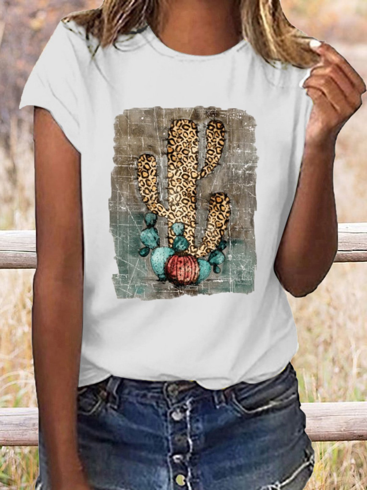 Printed Casual Short Sleeve Crew Neck Shirts & Tops