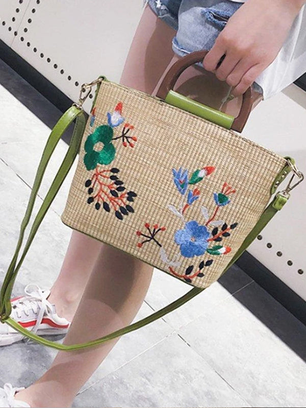 Women Embodied Straw Crossbody Bags